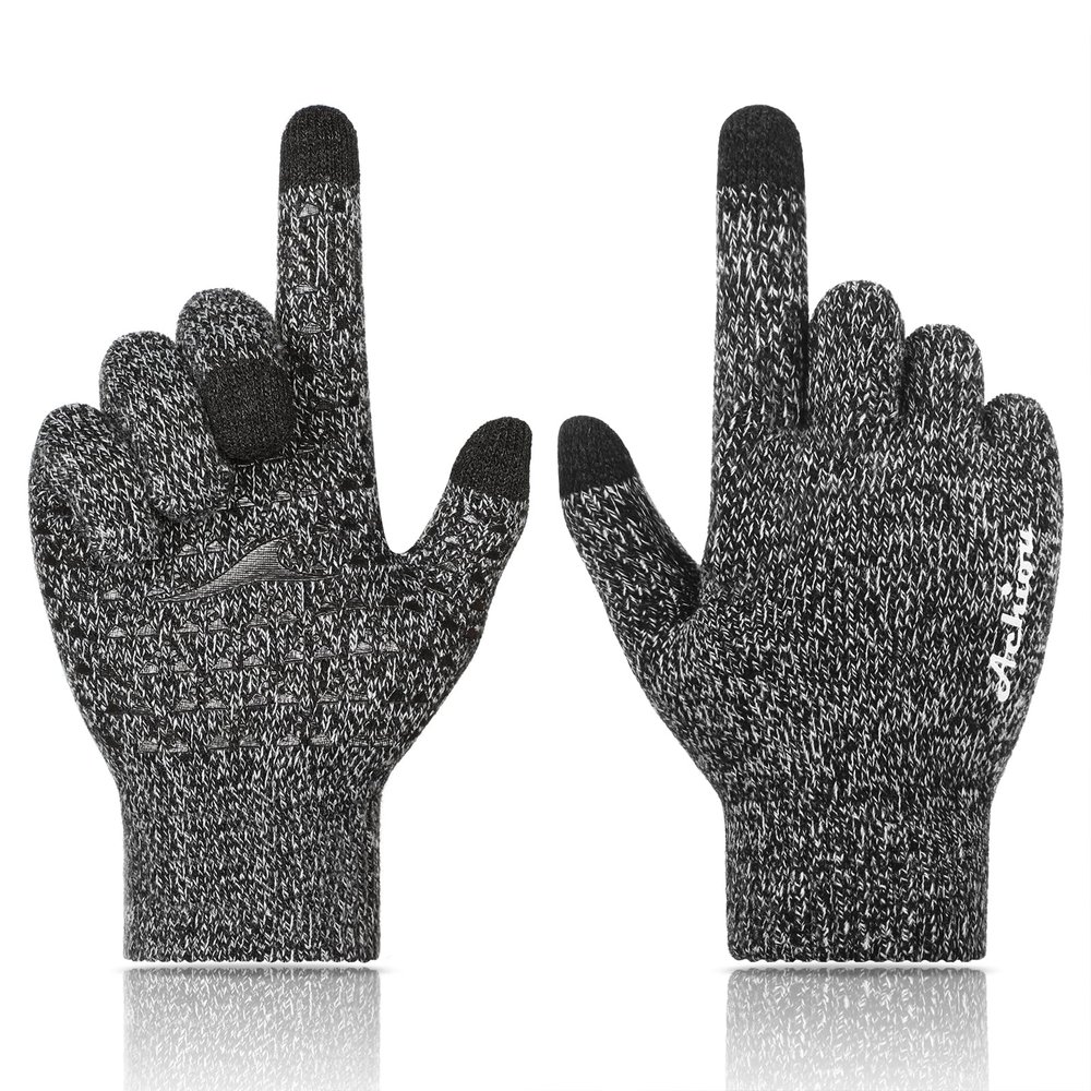 Achiou Winter Gloves, Glove for Men Women, Upgraded Touch Screen Texting Warm Running with Thermal Soft Knit Lining