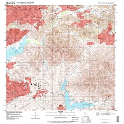 YellowMaps Jamul Mountains CA topo map, 1:24000 Scale, 7.5 X 7.5 Minute, Historical, 1994, Updated 1998, 26.8 x 22 in - Tyvek