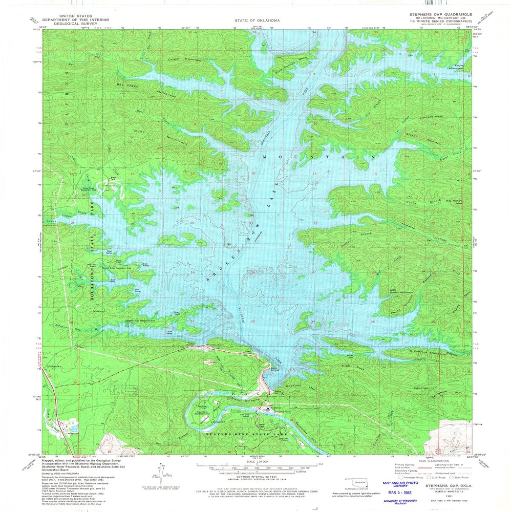 YellowMaps Stephens Gap OK topo map, 1:24000 Scale, 7.5 X 7.5 Minute, Historical, 1981, Updated 1981, 27.3 x 22.5 in - Tyvek