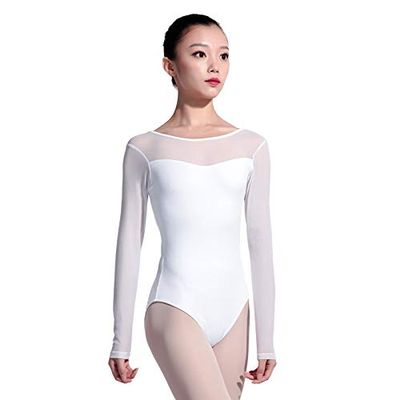 117141004 Women Mesh Long sleeve Ballet Dance Gymnastics Leotards For Girls