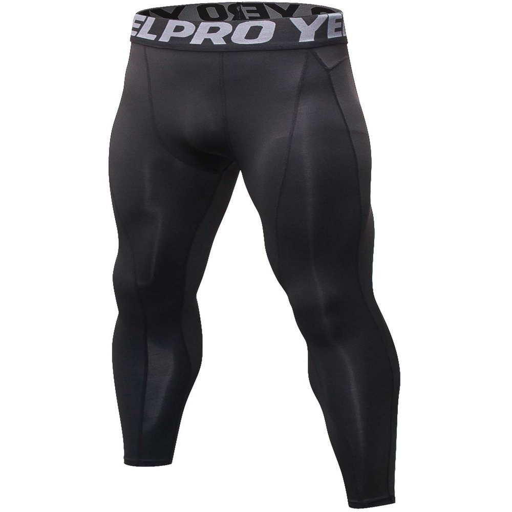 Yuerlian Men's Compression Pants Baselayer Cool Dry Sports Tights Leggings Running Tights 1 Pack Black