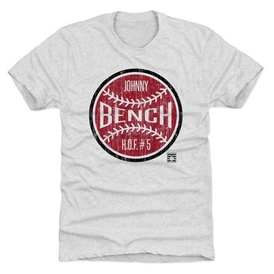 500 LEVEL Johnny Bench Men's Premium T-Shirt - Johnny Bench Ball R (Tri Ash, XX-Large)
