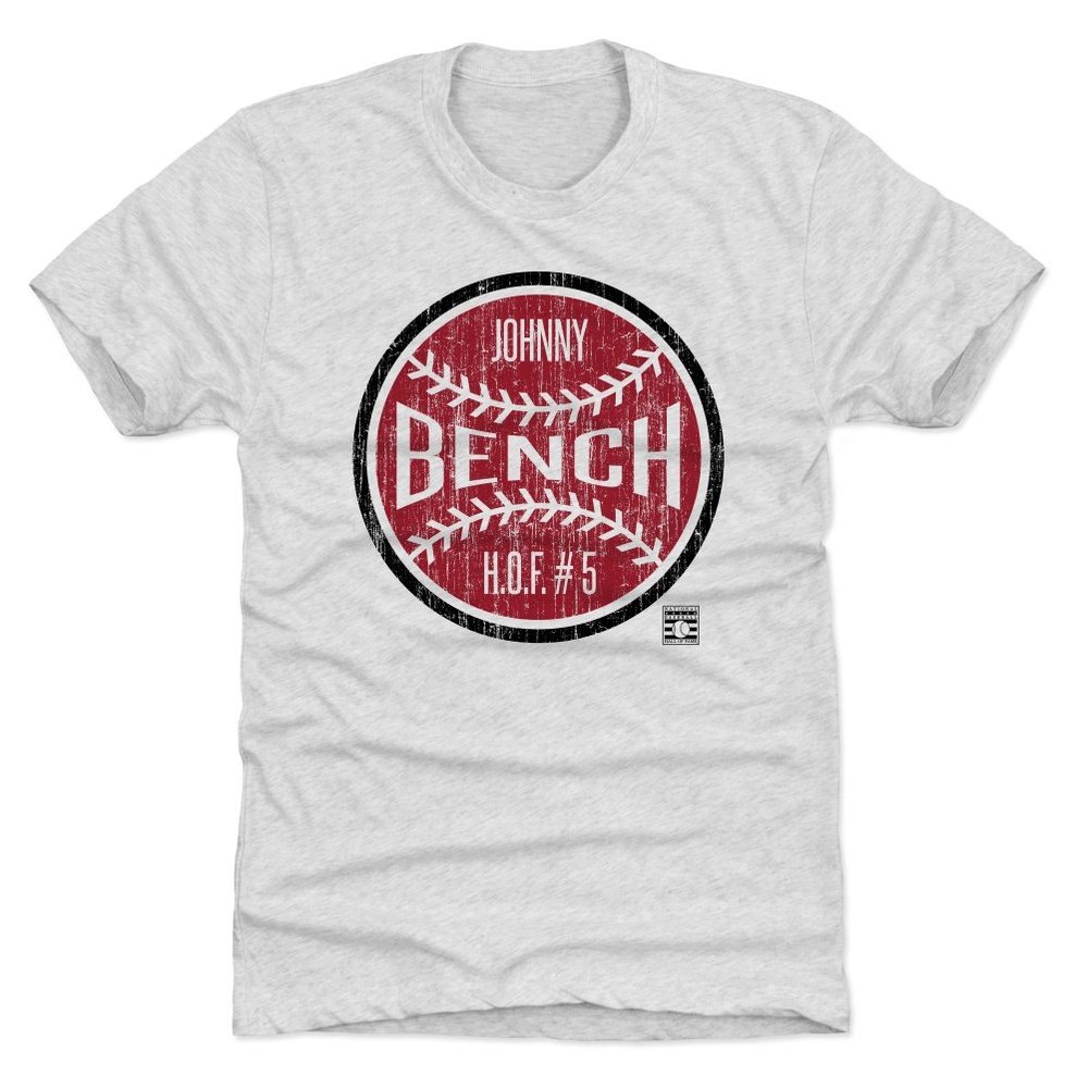 500 LEVEL Johnny Bench Men's Premium T-Shirt - Johnny Bench Ball R (Tri Ash, XX-Large)