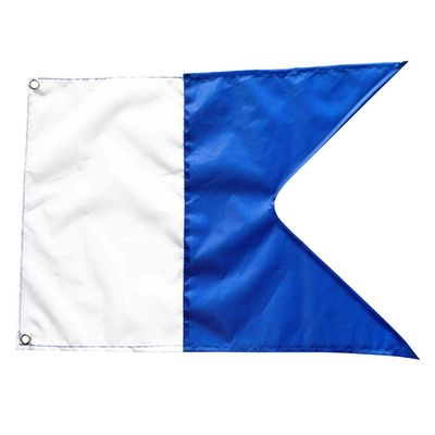 Dovewill Alpha Flag with Metal Grommets 20" x 14" (50 x 35 cm), White & Blue Scuba Dive Boat Flag