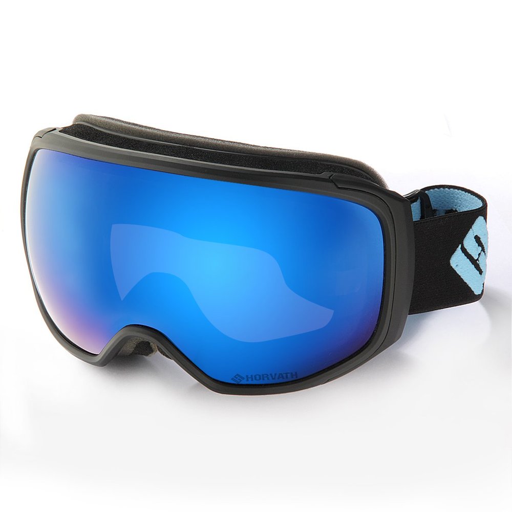 Horvath Adult Ski Goggles Snowboard Snowmobile 100% UV Protective Anti-Fog Scratch Resistant Double Layer Color Optimized ZEISS Lens (Matte Black Frame Blue Lens)