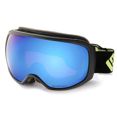 Horvath Adult Ski Goggles Snowboard Snowmobile 100% UV Protective Anti-Fog Scratch Resistant Double Layer Color Optimized ZEISS Lens (Black Frame Blue Lens)
