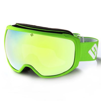 Horvath Adult Ski Goggles Snowboard Snowmobile 100% UV Protective Anti-Fog Scratch Resistant Double Layer Color Optimized ZEISS Lens (Lime Frame Silver Lens)