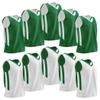 10-Pack Men's Reversible Custom Basketball Jerseys, Plain Mesh Athletic Sleeveless Shirts Blank Team Uniforms Set (Green/White) view 1