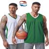 10-Pack Men's Reversible Custom Basketball Jerseys, Plain Mesh Athletic Sleeveless Shirts Blank Team Uniforms Set (Green/White) view 2