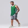 10-Pack Men's Reversible Custom Basketball Jerseys, Plain Mesh Athletic Sleeveless Shirts Blank Team Uniforms Set (Green/White) view 3