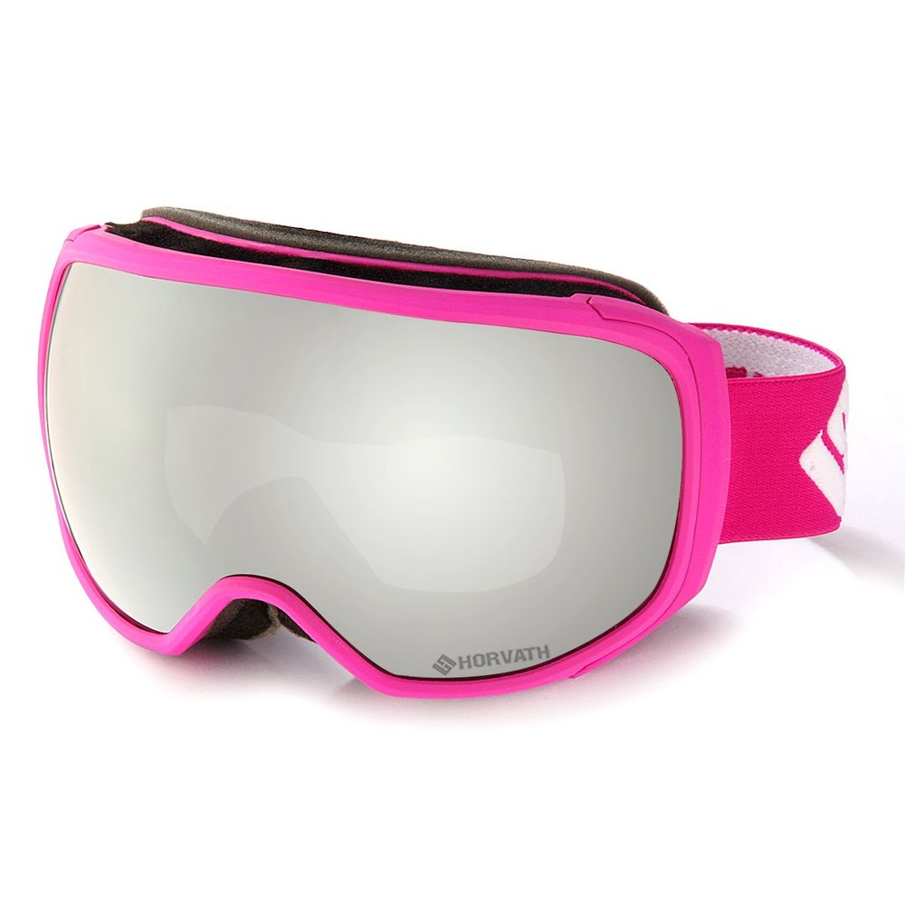 Horvath Adult Ski Goggles Snowboard Snowmobile 100% UV Protective Anti-Fog Scratch Resistant Double Layer Color Optimized ZEISS Lens (Red Frame Silver Lens)