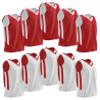 10-Pack Men's Reversible Custom Basketball Jerseys, Plain Mesh Athletic Sleeveless Shirts Blank Team Uniforms Set (Red/White) view 1