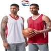 10-Pack Men's Reversible Custom Basketball Jerseys, Plain Mesh Athletic Sleeveless Shirts Blank Team Uniforms Set (Red/White) view 2