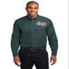 Custom Long Sleeve Button Up Shirts for Men - Add Your Text - Personalized Embroidery Button Down Easy Care Shirts Dark Green/Navy, 3X-Large view 1