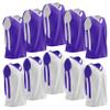 10-Pack Men's Reversible Custom Basketball Jerseys, Plain Mesh Athletic Sleeveless Shirts Blank Team Uniforms Set (Purple/White) view 1