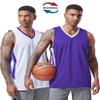 10-Pack Men's Reversible Custom Basketball Jerseys, Plain Mesh Athletic Sleeveless Shirts Blank Team Uniforms Set (Purple/White) view 2