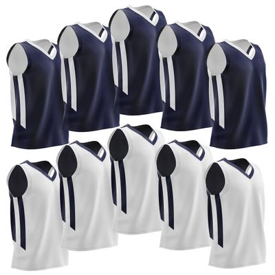 10-Pack Men's Reversible Custom Basketball Jerseys, Plain Mesh Athletic Sleeveless Shirts Blank Team Uniforms Set (Navy/White)