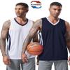 10-Pack Men's Reversible Custom Basketball Jerseys, Plain Mesh Athletic Sleeveless Shirts Blank Team Uniforms Set (Navy/White) view 2