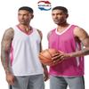 10-Pack Men's Reversible Custom Basketball Jerseys, Plain Mesh Athletic Sleeveless Shirts Blank Team Uniforms Set (Pink/White) view 2