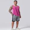 10-Pack Men's Reversible Custom Basketball Jerseys, Plain Mesh Athletic Sleeveless Shirts Blank Team Uniforms Set (Pink/White) view 3