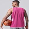 10-Pack Men's Reversible Custom Basketball Jerseys, Plain Mesh Athletic Sleeveless Shirts Blank Team Uniforms Set (Pink/White) view 4