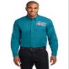 Custom Long Sleeve Button Up Shirts for Men - Add Your Text - Personalized Embroidery Button Down Easy Care Shirts Teal Green, 3X-Large view 1