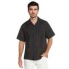 9 Crowns Essentials Men's Guayabera Button Down Shirt-Black-Medium view 1