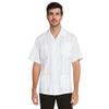 9 Crowns Essentials Men's Guayabera Button Down Shirt-White-Large view 1