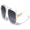 Dweebzilla Gazelle Swag Square Oversized Sunglasses (Clear & Gold Frame, Black Gradient) view 1
