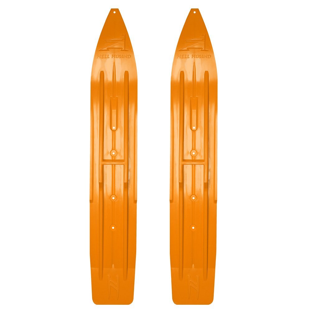 Pair of Orange Crush Slydog Hell Hound 7-1/4" Snowmobile Skis