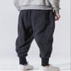 LifeHe Men Linen Drop Crotch Wide Leg Baggy Harem Pants (Blue, L) view 2