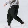 LifeHe Men Linen Drop Crotch Wide Leg Baggy Harem Pants (Black, XXL) view 3