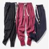 LifeHe Men Linen Drop Crotch Wide Leg Baggy Harem Pants (Black, XXL) view 4