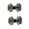 1 Pair Leopard Polka Dot Satin Fabric Double Bow Shoe Clips Vintage Style 2.8inch (1#) view 1