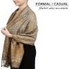 Achillea Soft Silky Reversible Paisley Pashmina Shawl Wrap Scarf w/Fringes (Grey Bronze) view 4