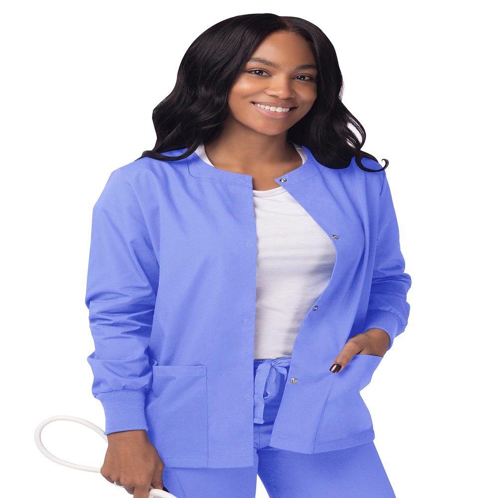 Sivvan Scrubs for Women - Front Snap Warm - Up Jacket - S8306 - Ceil Blue - XXS
