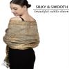 Achillea Soft Silky Reversible Paisley Pashmina Shawl Wrap Scarf w/Fringes (Grey Gold) view 2