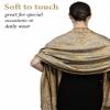 Achillea Soft Silky Reversible Paisley Pashmina Shawl Wrap Scarf w/Fringes (Grey Gold) view 4