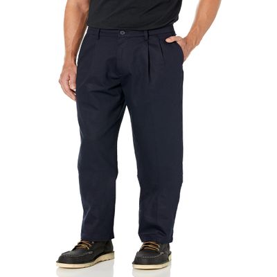 Dockers Men's Classic Fit Signature Khaki Lux Cotton Stretch Pants - Pleated (Regular and Big & Tall), Dockers Navy, 38W x 32L