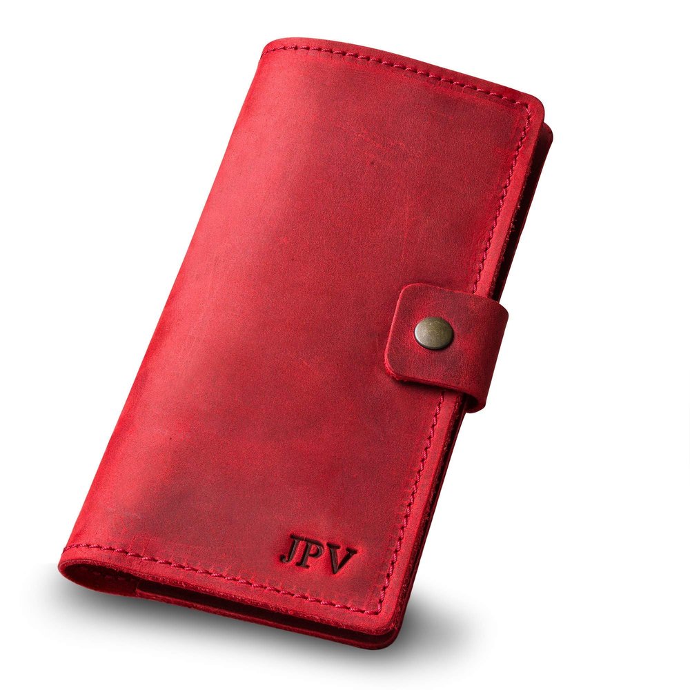 PEGAI Handmade Personalized Leather Checkbook Covers For Personal Checkbook | 100% Distressed Leather Checkbook Cover & Wallet | Business Checkbook Cover | Clark (Rose)