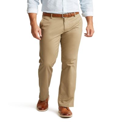 Dockers Men's Straight Fit Signature Lux Cotton Stretch Khaki Pant, New British Khaki, 42W x 30L