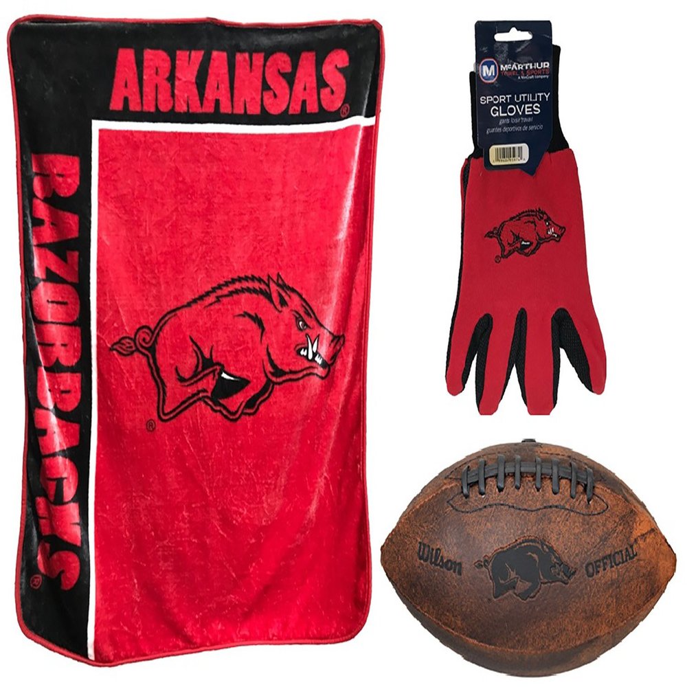 NCAA Arkansas Razorbacks 3-Piece Sports Fan Kit, Red, 50" X 60"/9"