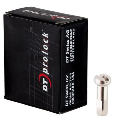 DT Swiss Spoke Nipple Brass 2.0 x 14mm Prolock Silver - Box of 100 - NPBA20140N0100