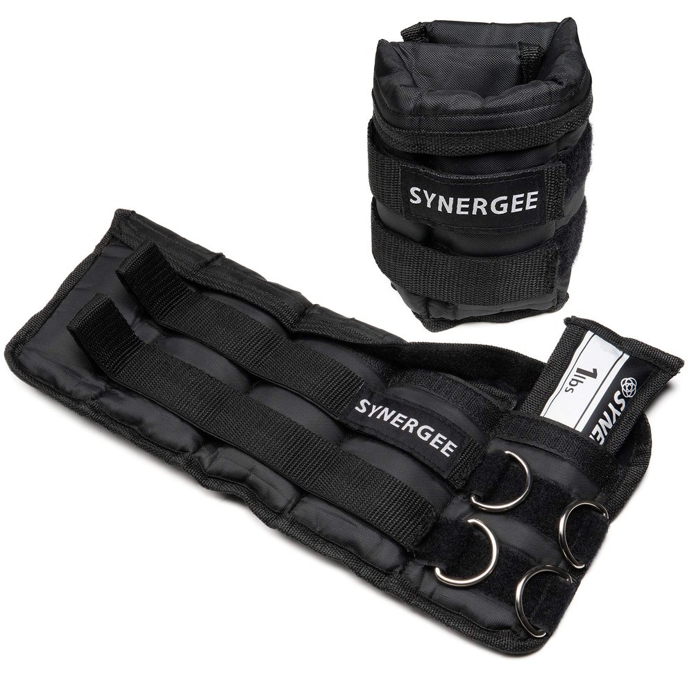 Synergee Comfort Fit 1-10lb Adjustable Ankle/Wrist Weights (Set of 2). One Size Fits All.