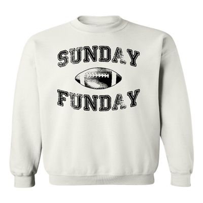 Promotion & Beyond Sunday Funday Funny Football Crewneck Sweatshirt, L, White