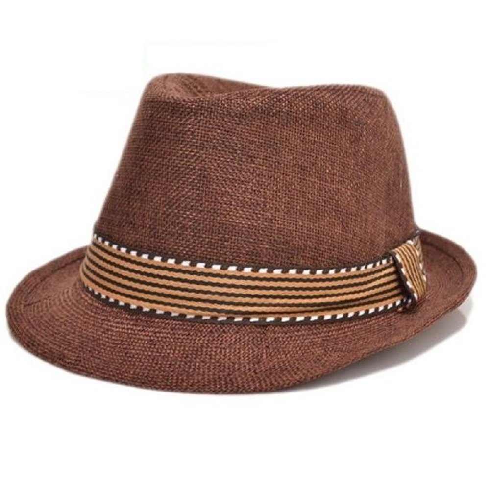 Hooyi Unisex Baby Jazz Cap Kid Rolled Brim Trilby Fedora Hats (Coffee)