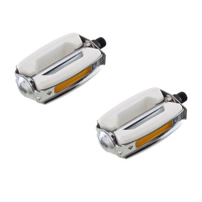 Fenix Cycles Krate Lowrider PVC Metal Bike Pedals, Various Sizes & Colors (White/Chrome, 9/16")