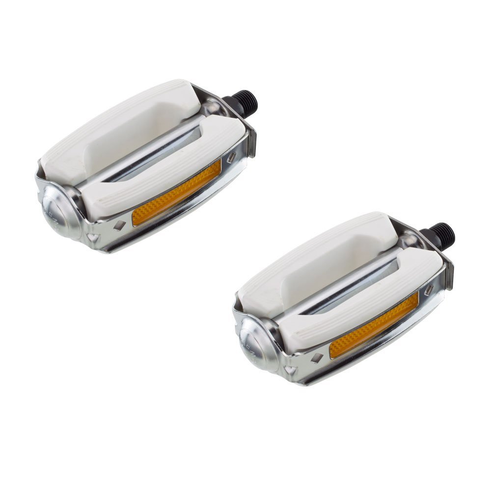 Fenix Cycles Krate Lowrider PVC Metal Bike Pedals, Various Sizes & Colors (White/Chrome, 9/16")