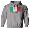 0039. Italia Vintage Distressed Italy Italian National Flag Sweatshirt Pullover Hoodie (Light Gray, X-Large) view 1