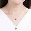 1pc Adabele Real Sterling Silver September Birthstone Necklace 16 inch 6mm Blue Sapphire Round Cut Solitaire Cubic Zirconia CZ Stone Pendant Anniversary Birthday Women Gift NK16-A9 view 3